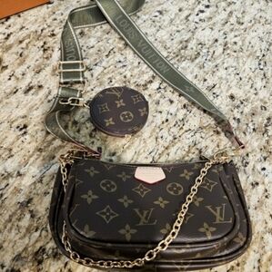 Monogram Multi Pochette Accessories Green quitar strap crossbody bag